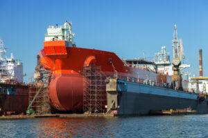 Tanker in dry dock